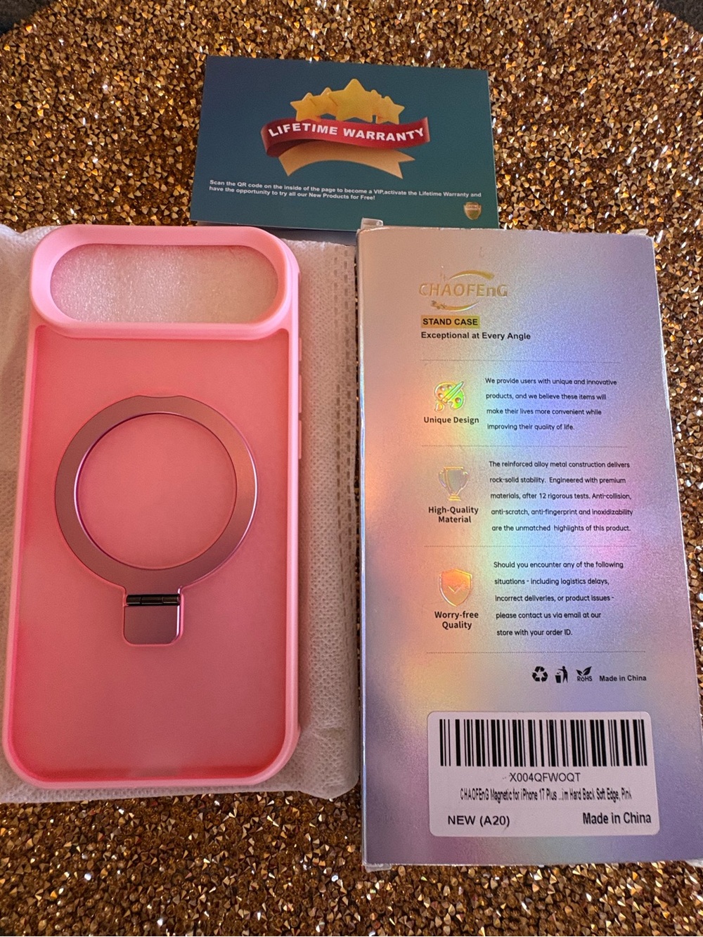 iPhone  NWT Magnetic Ring Phone Case for 17 Plus- Hard back/Soft edge. Pink